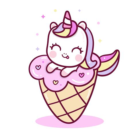 Cute Unicorn Vector Ice Cream Pony Cartoon Dessert For Cafe Unicórnio
