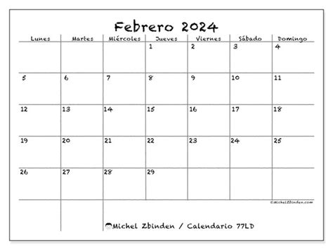 Calendario Febrero De 2024 Para Imprimir “77ld” Michel Zbinden Pa