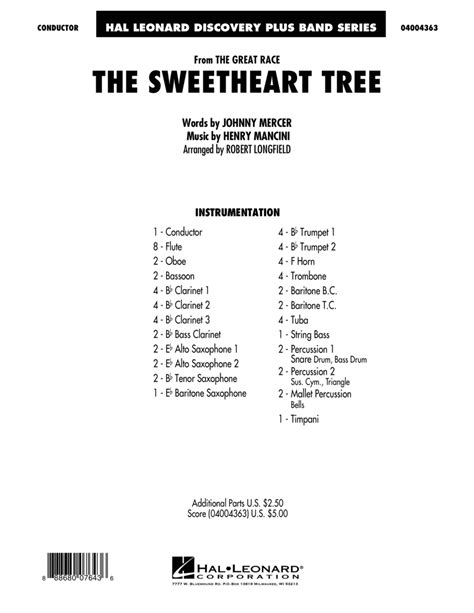 The Sweetheart Tree From The Great Race Conductor Score Full Score By Robert Longfield