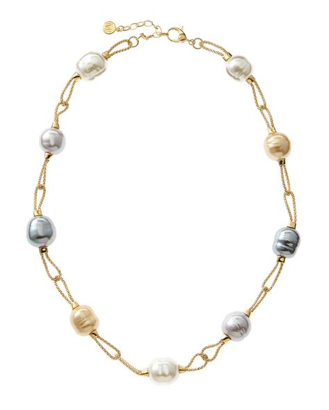Majorica Cadena Baroque Pearl Necklace In Gold Null Lyst