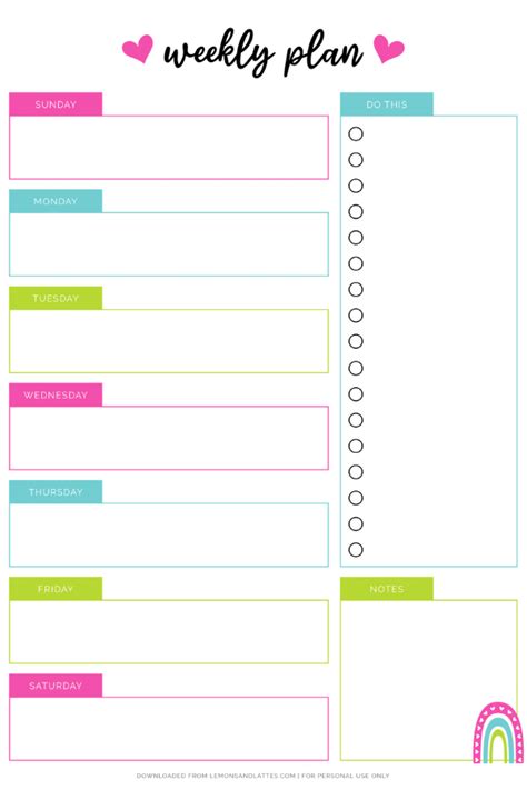 Cute Weekly Schedule Template