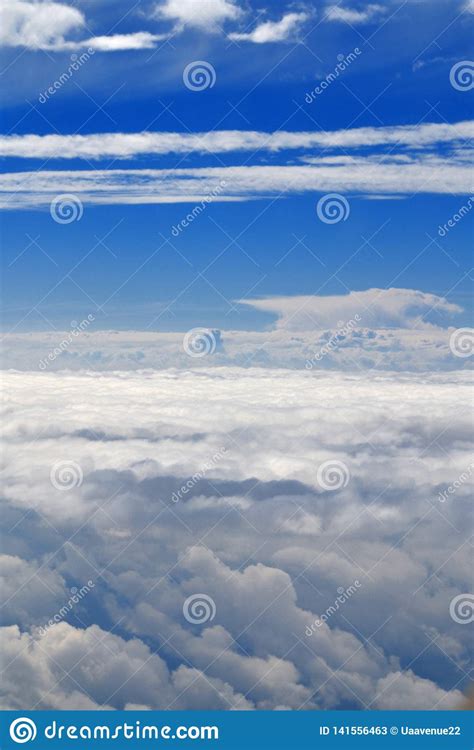 Wonderful Blue Sunny Sky Above Clouds From Plane View Doog Time For