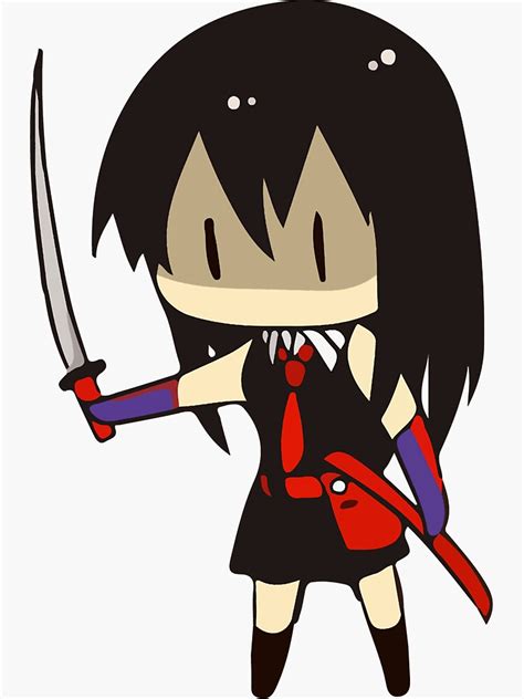 Akame Chibi Akame Ga Kill Characters Sticker By Angulograyrveij