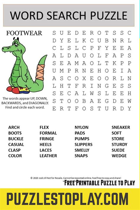 The Footwear Word Search Will Have You Looking For Sneakers Clogs