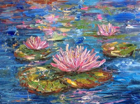 Water Lilies Original Oil Painting Impressionismfine Art Etsy