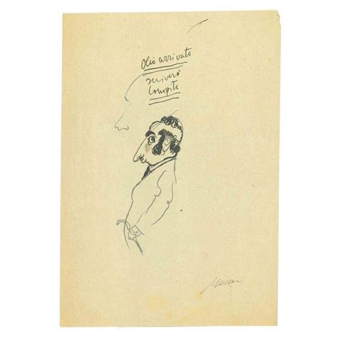 Mino Maccari The Gentleman Original Drawing 1950s Chairish