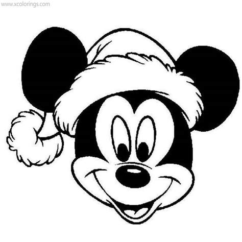 Mickey Mouse In Christmas Hatcoloring Pages