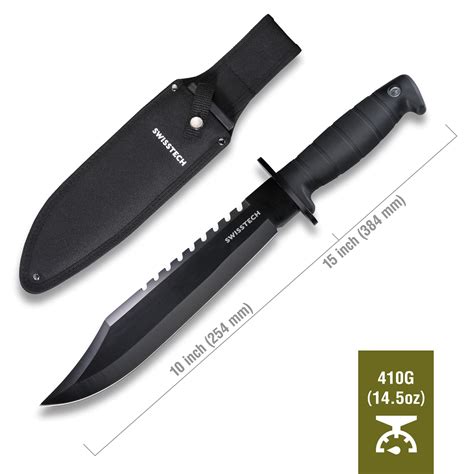 Swisstech Fixed Blade Hunting Knife15 Inch Tactical Bowie Knife With