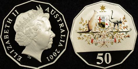 Australia 2001 50 Cent Coloured Centenary Of Federation Proof The
