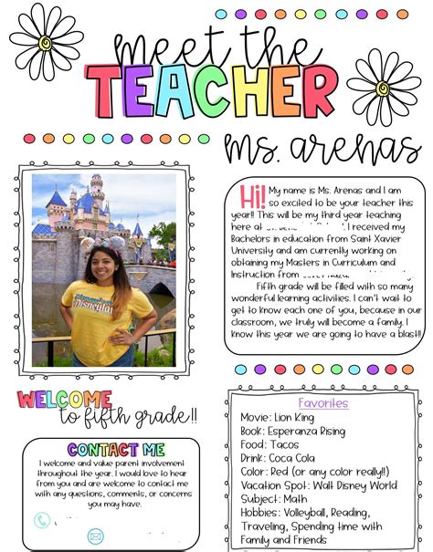 Free Editable Meet The Teacher Template