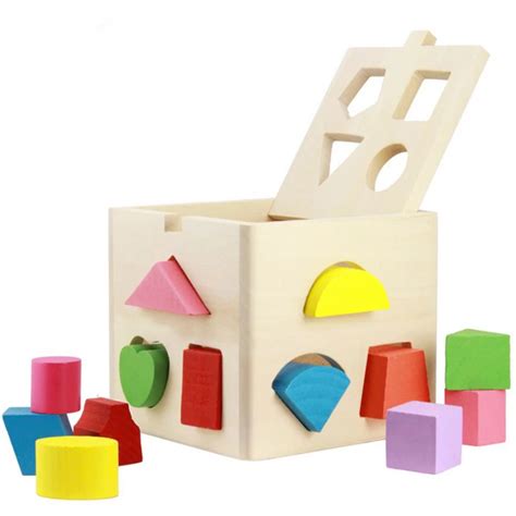 Bohs Educational Toys Baby Intellectual Wooden Diy 13 Holes Geometry