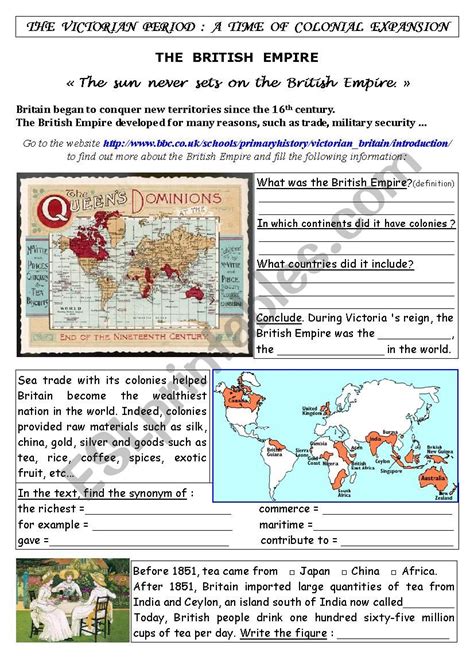 Webquest The British Empire Esl Worksheet By Emilie10