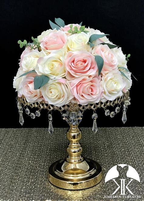 Pink Blush And Ivory With Blush Edges Rose Arrangement With Eucalyptus