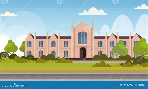 College Building Vector Modern University Academy Isolated Flat