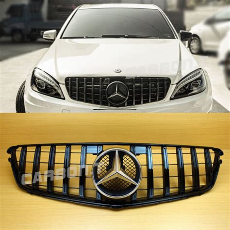2008 13 Gloss Black Gt Style Chrome Star Front Grille For Benz C Class