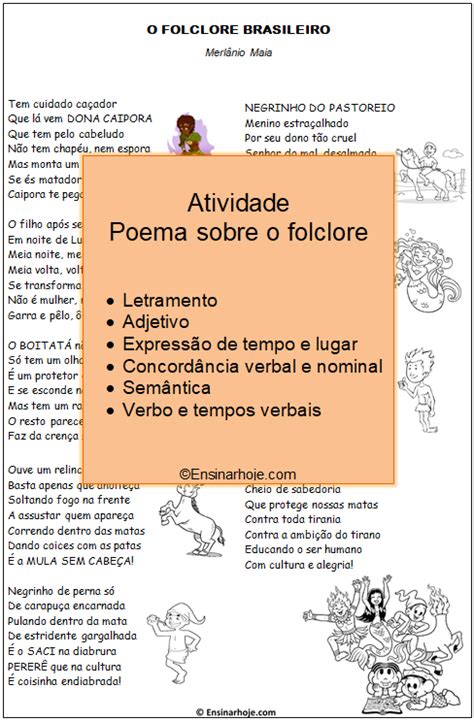 Atividade Poema O Folclore Brasileiro Ensinar Hoje Folclore My