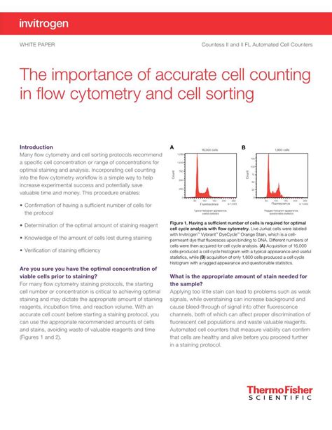 The Importance Of Accurate Cell Counting In Flow Cytometry And Cell