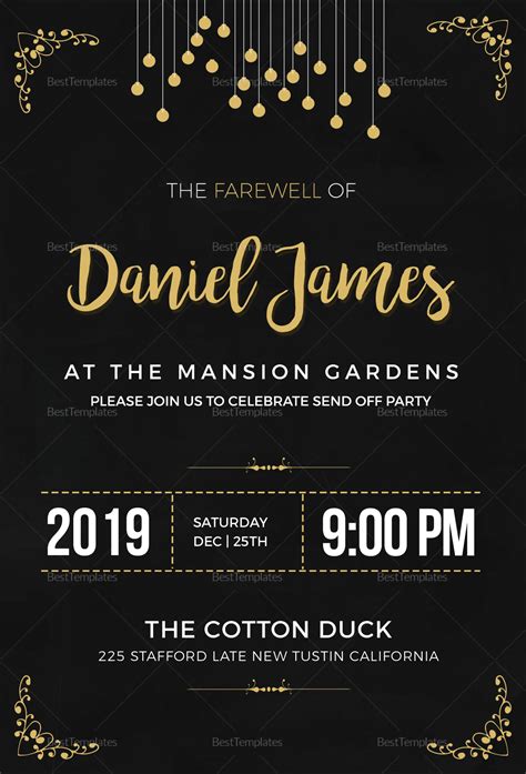 Our collection offers styles and diy design templates to give every couple an invitation to love forever. Farewell Invitation Card Design Template in Word, PSD ...