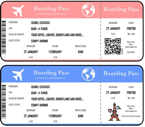 Holiday Instant Download Printable Pdf Travel T For Birthday Surprise Airplane Airline Ticket