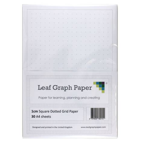 A4 Square Dotted Grid 10mm 1cm Graph Paper 30 Loose Leaf Sheets