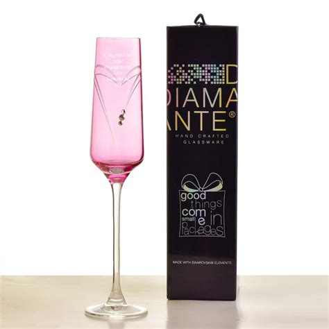 Pink Personalised Heart Champagne Flute With Swarovski Elements