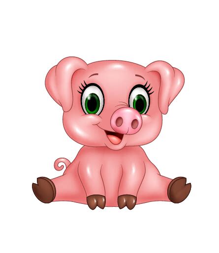 Cute Pink Pig Cartoon Vector Vector Animal Free Download
