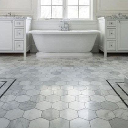 Hexagon tile bathroom floor small bathroom tiles. TREND: Hexagon Tile | Grey bathroom floor, Best bathroom ...