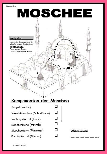 Das selbe gilt für den bereich neben den eingängen der. Komponenten der Moschee - Arbeitsblatt - (Kl. 5/6) von ...
