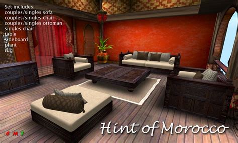 Second Life Marketplace Hint Of Morocco Lounge Set Carved Woodneutrals