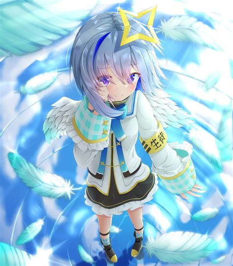 Safebooru 1girl Absurdres Amane Kanata Angel Wings Armband Blush Boots Commentary Request Eyes