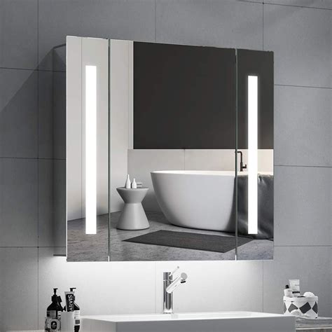Quavikey Bathroom Mirror Cabinets Led Illuminated Mirrored Bathroom