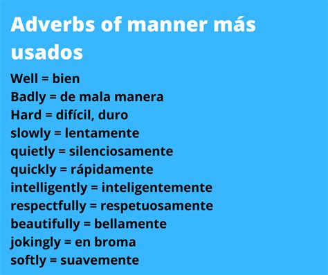 Adverbs Of Manner Los Adverbios De Modo En Inglés Explicados Con