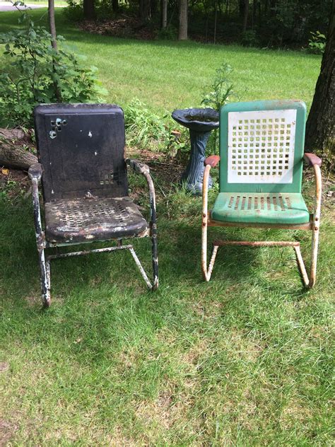 Create a backyard oasis with these new vintage lawn chairs. 1950's vintage metal Logan lawn chairs. | Metal lawn ...