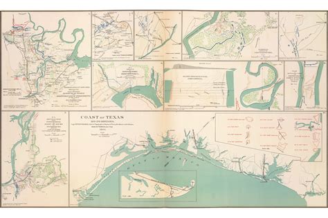 Map Of Texas Coastal Defenses 1864 Antique Civil War Map Custom