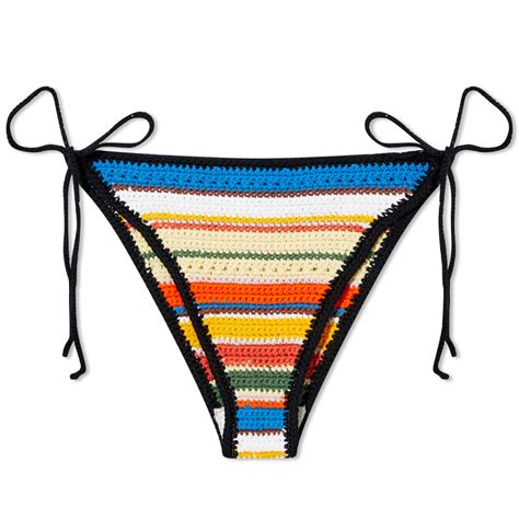 Ganni Crochet Bikini Bottom Beach Stripe Multi End Fr