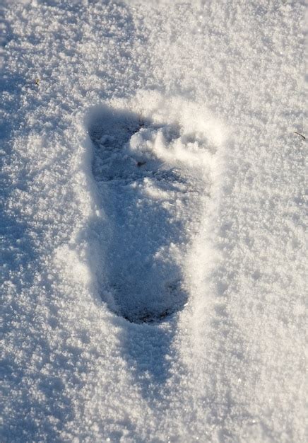 Premium Photo A Footprint Of Bare Feet In The Snow
