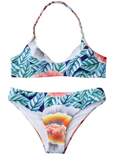 Printed Halter Bralette Bikini Top And Bottoms Multicolor Bralette Bikini Bikinis Bikini Tops