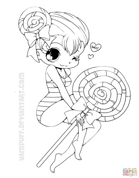 Chibi Lollipop Girl Coloring Page Free Printable
