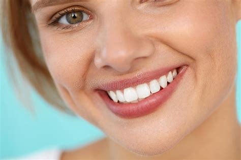 Beautiful Smile Smiling Woman Face With White Teeth Full Lips Stock