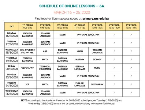 We don't know when they'll expire so act quick before it's too late! Timetables for online lessons March 16 - 25, 2020 - RP ...