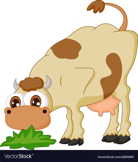 Cartoon Cow Eating Grass Royalty Free Vector Image