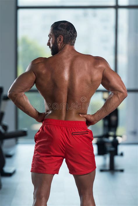 Young Bodybuilder Flexing Back Pose Stock Image Image Of Body