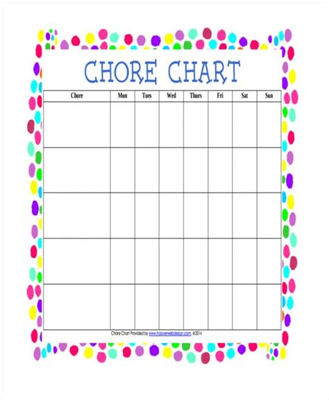 Printable Blank Chore Chart Template Printable Templates Free