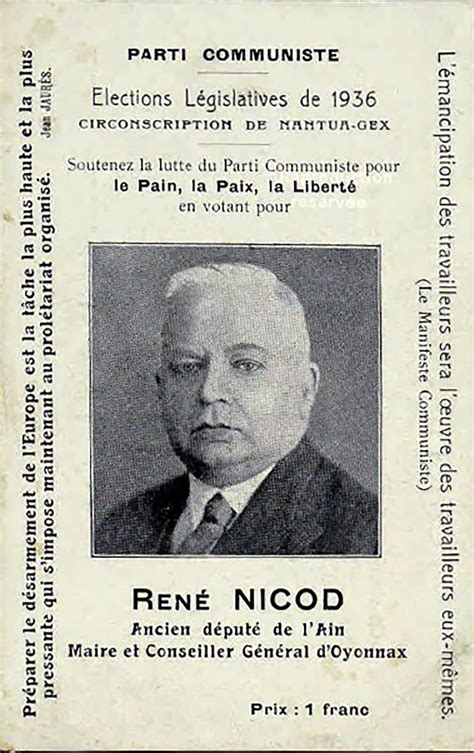 Ain René Nicod Une Figure Locale Du Front Populaire à Bellegarde