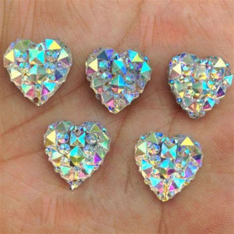 50Pcs Colorful Crystal Rhinestone Heart Charms Embellishment Craft DIY