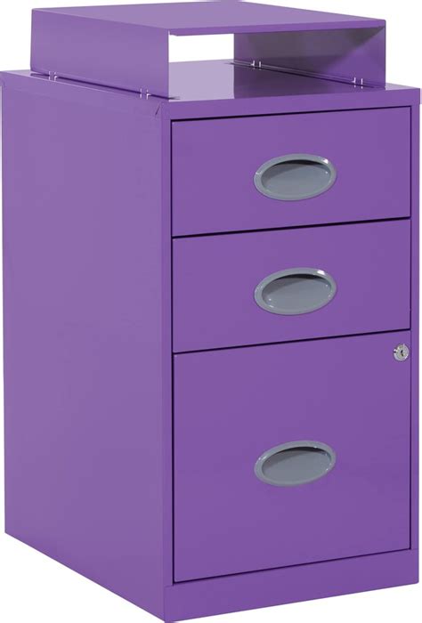 Osp Home Furnishings 3 Drawer Locking Metal File Cabinet With Top Shelf