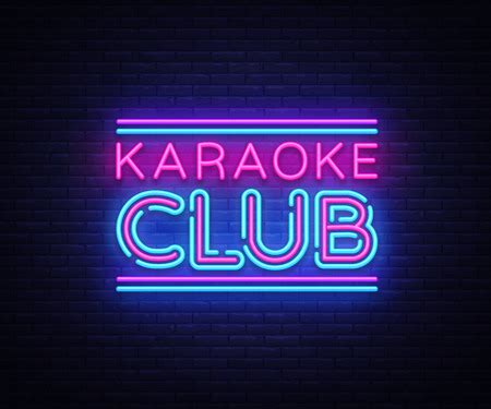 Karaoke Club Neon Sign Vector Karaoke Design Template Neon Sign Light
