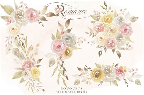 Rose Gold Romance Floral Watercolors By Avalon Rose Design Thehungryjpeg