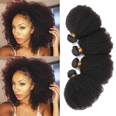 1 Bundle Mongolian Afro Kinky Curly Curl Human Hair Extensions Weft
