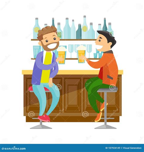 Happy Male Friends Drinking Beer Bar Pub Stock Illustrations 47 Happy